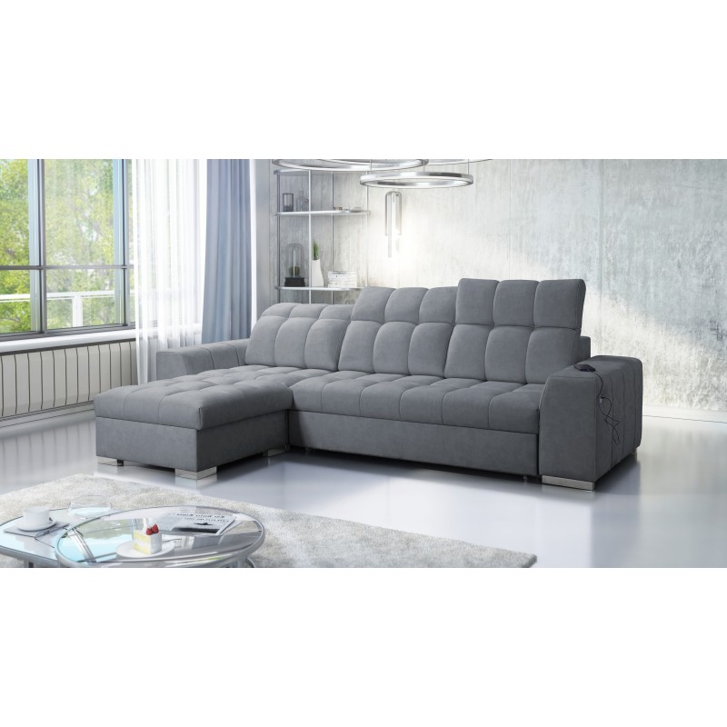 Prisma I corner sofa with a sleeping function and USB port - comfort and elegance in one. Prisma I corner sofa with a sleeping function and USB port - comfort and elegance in one.