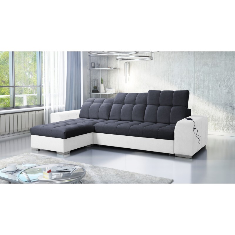 Prisma I corner sofa with a sleeping function and USB port - comfort and elegance in one. Prisma I corner sofa with a sleeping function and USB port - comfort and elegance in one.