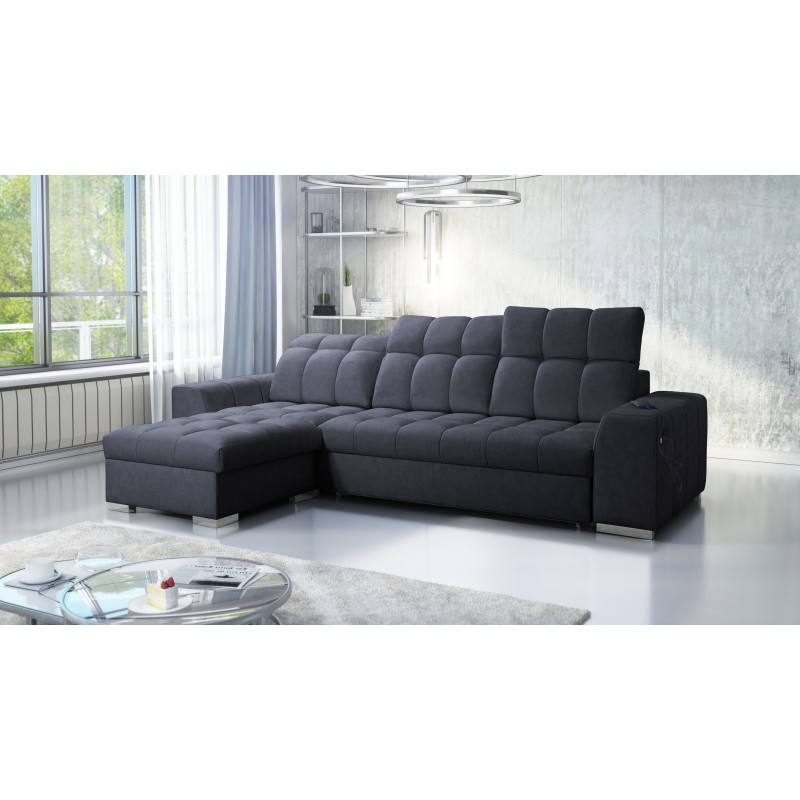 Prisma I corner sofa with a sleeping function and USB port - comfort and elegance in one. Prisma I corner sofa with a sleeping function and USB port - comfort and elegance in one.