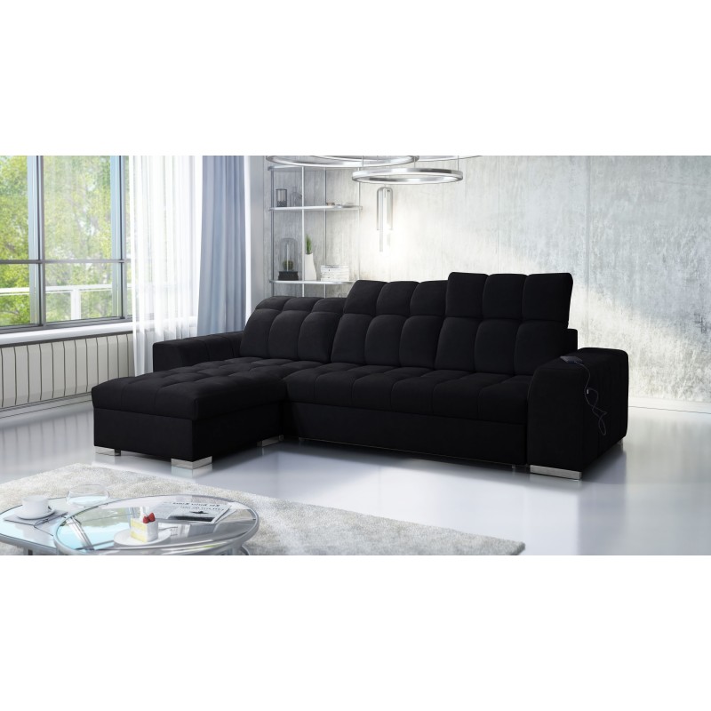 Prisma I corner sofa with a sleeping function and USB port - comfort and elegance in one. Prisma I corner sofa with a sleeping function and USB port - comfort and elegance in one.