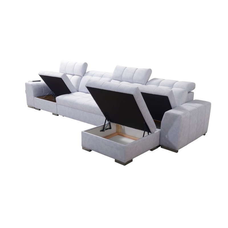 Narożnik Prisma XII z funkcją spania | Luksusowy Mebel z Portem USB | Velvet | Pet friendly, Terra 26