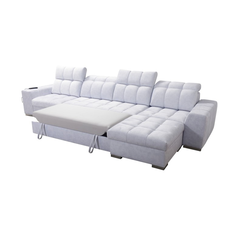 Narożnik Prisma XII z funkcją spania | Luksusowy Mebel z Portem USB | Velvet | Pet friendly, Terra 26