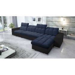 Narożnik Prisma XII z funkcją spania | Luksusowy Mebel z Portem USB | Velvet | Pet friendly, Terra 79 + Ecoskóra czarna