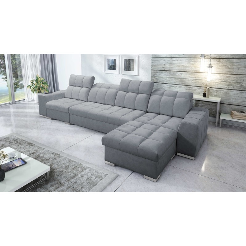 Narożnik Prisma XII z funkcją spania | Luksusowy Mebel z Portem USB | Velvet | Pet friendly, Terra 92