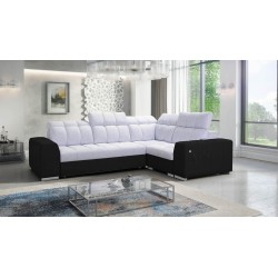 Narożnik Prisma II z funkcją spania w tkaninie Velvet | Pet friendly, Terra 80 + Ecoskóra czarna | Twoje idealne miejsce do rela