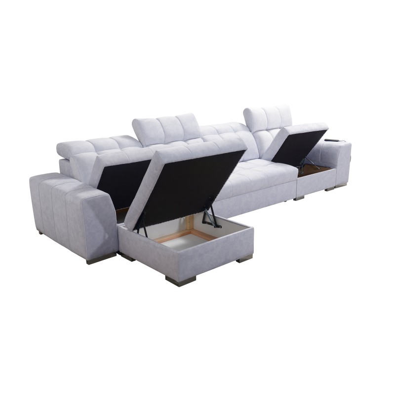 Narożnik Prisma XII z funkcją spania | Luksusowy Mebel z Portem USB | Velvet | Pet friendly, Terra 80 + Ecoskóra