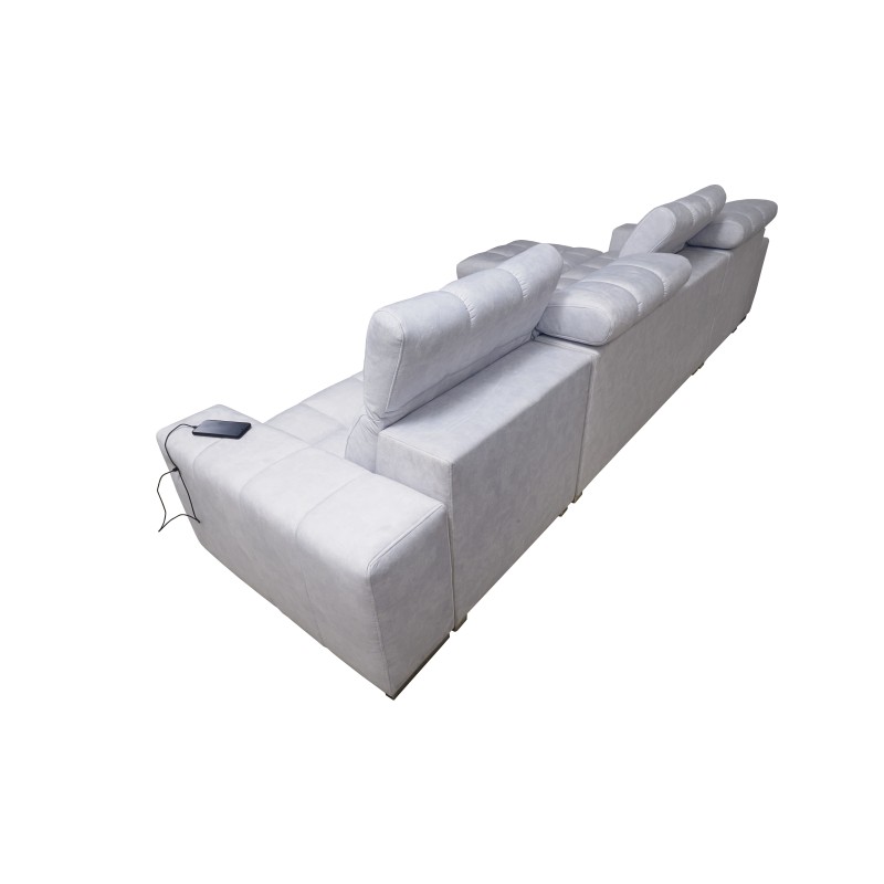 Narożnik Prisma XII z funkcją spania | Luksusowy Mebel z Portem USB | Velvet | Pet friendly, Terra 80 + Ecoskóra