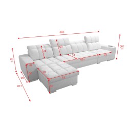 Narożnik Prisma XII z funkcją spania | Luksusowy Mebel z Portem USB | Velvet | Pet friendly, Terra 80 + Ecoskóra