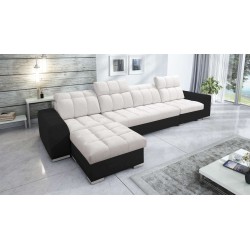 Narożnik Prisma XII z funkcją spania | Luksusowy Mebel z Portem USB | Velvet | Pet friendly, Terra 06 + Ecoskóra czarna
