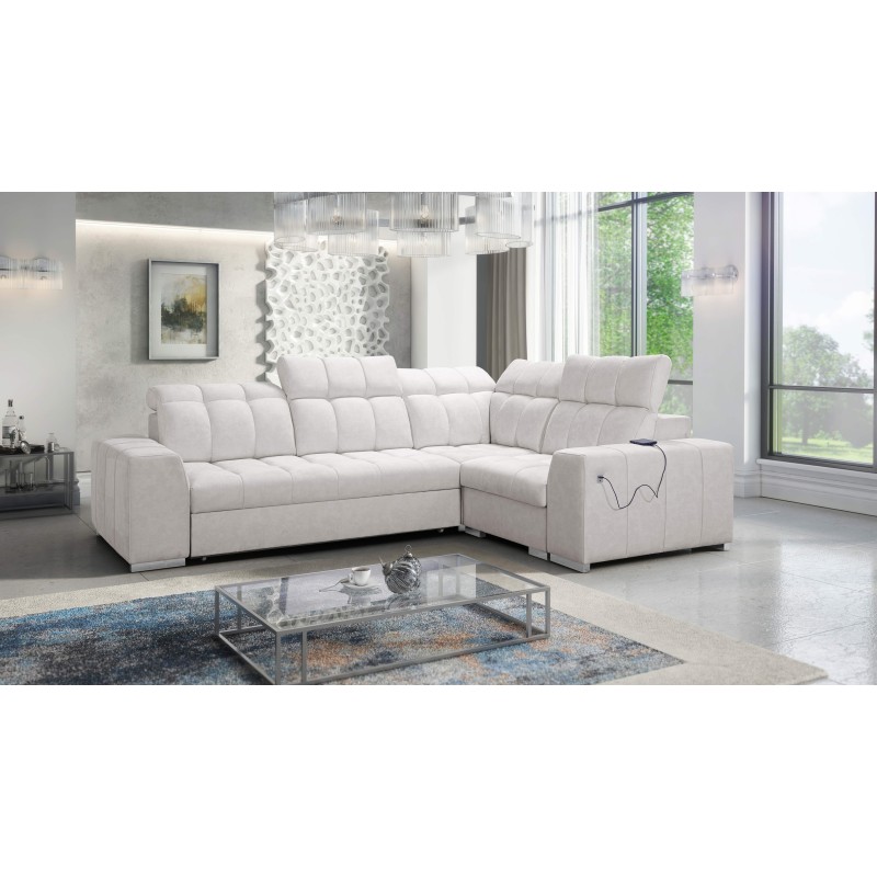 Prisma II corner sofa with a sleeping function in Velvet fabric | Pet friendly, Terra 06 | Your ideal place to relax Prisma II corner sofa with a sleeping function in Velvet fabric | Pet friendly, Terra 06 | Your ideal place to relax