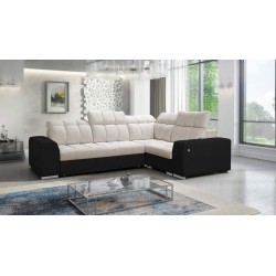Narożnik Prisma II z funkcją spania w tkaninie Velvet | Pet friendly, Terra 13 + Ecoskóra czarna | Twoje idealne miejsce do rela