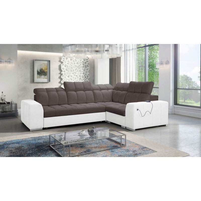 Prisma II Corner Sofa with Sleeping Function in Velvet Fabric | Pet Friendly, Terra 26 + Eco-leather | Your Ideal Place to Relax Prisma II Corner Sofa with Sleeping Function in Velvet Fabric | Pet Friendly, Terra 26 + Eco-leather | Your Ideal Place to Relax