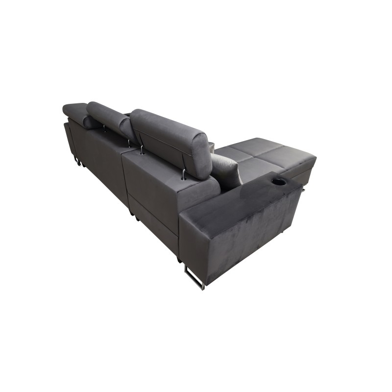 Narożnik Orbix I mini z funkcją spania, regulowane zagłówki,port usb oraz pojemnik na pościel tkanina Sawana 84