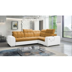 Narożnik Prisma II z funkcją spania w tkaninie Velvet | Pet friendly, Terra 48 + Ecoskóra | Twoje idealne miejsce do relaksu