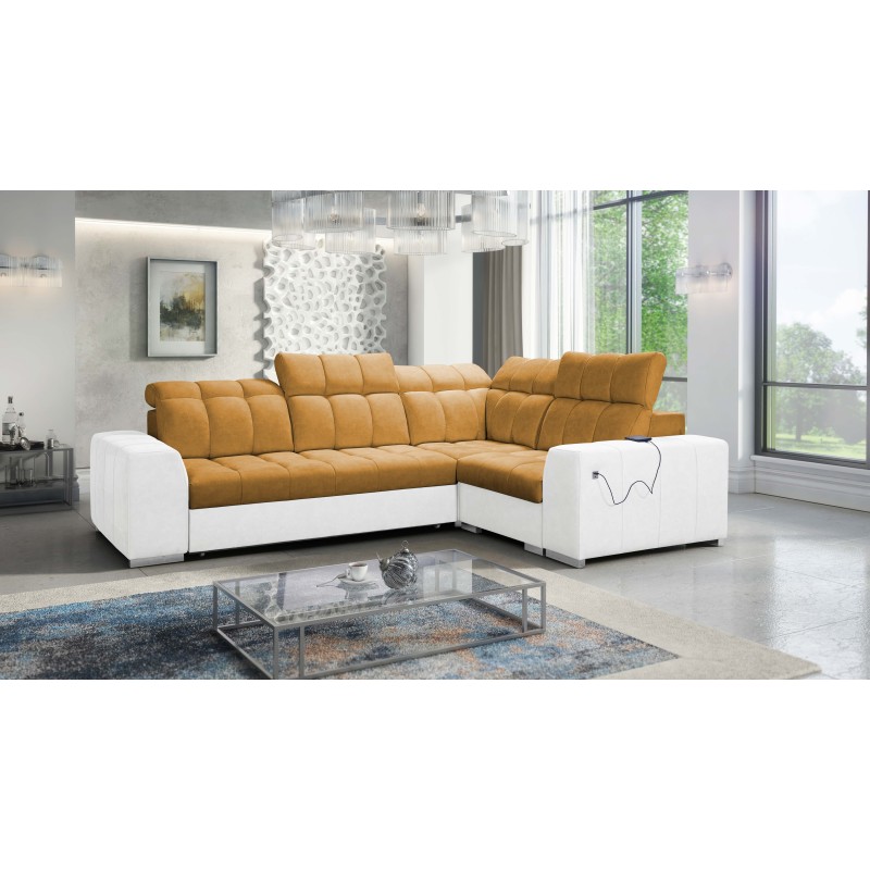 Prisma II Corner Sofa with Sleeping Function in Velvet Fabric | Pet Friendly, Terra 48 + Eco-leather | Your Perfect Place to Rel Prisma II Corner Sofa with Sleeping Function in Velvet Fabric | Pet Friendly, Terra 48 + Eco-leather | Your Perfect Place to Rel