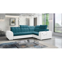 Narożnik Prisma II z funkcją spania w tkaninie Velvet | Pet friendly, Terra 75 + Ecoskóra | Twoje idealne miejsce do relaksu