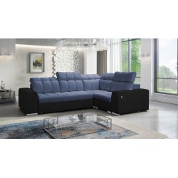 Narożnik Prisma II z funkcją spania w tkaninie Velvet | Pet friendly, Terra 76 + Ecoskóra czarna | Twoje idealne miejsce do rela
