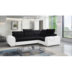 Narożnik Prisma II z funkcją spania w tkaninie Velvet | Pet friendly, Terra 99 + Ecoskóra | Twoje idealne miejsce do relaksu