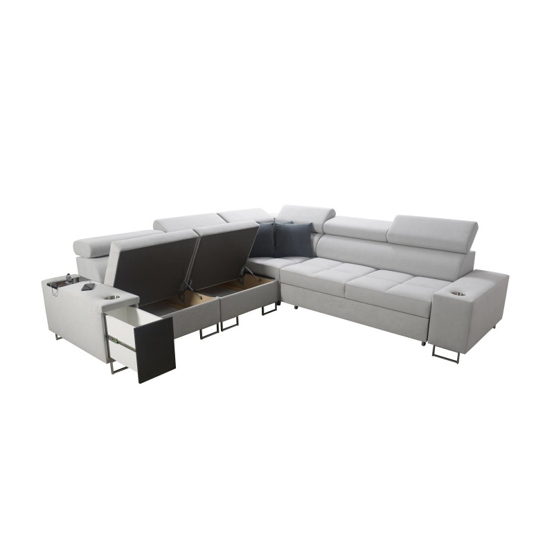 Narożnik Orbix III z funkcją spania, regulowanymi zagłówkami i portem USB - Przestronny i wygodny