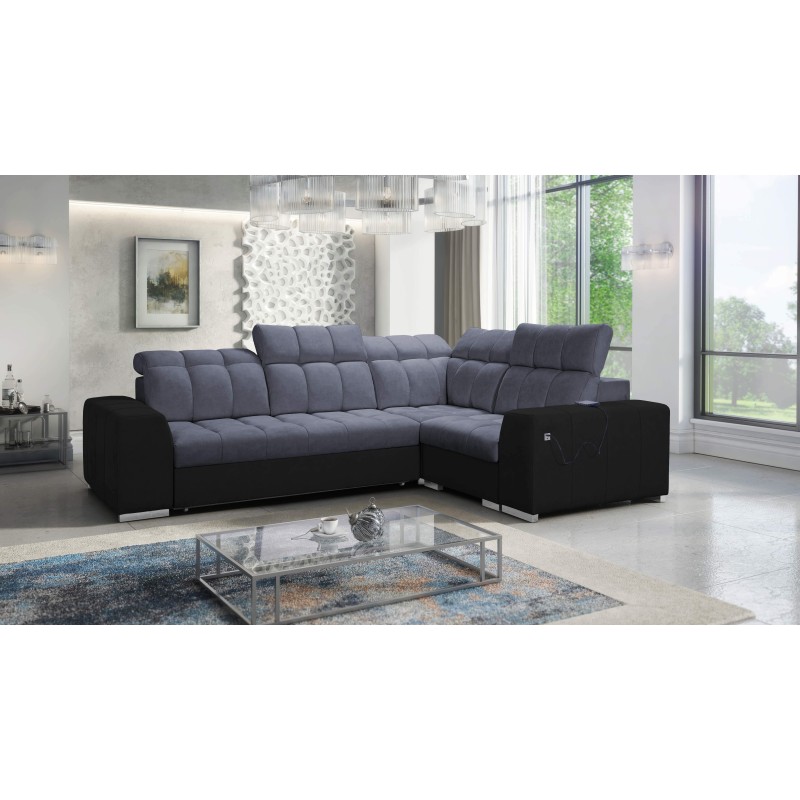 Prisma II Corner Sofa with Sleeping Function in Velvet Fabric | Pet Friendly, Terra 96 + Black Eco-leather | Your Ideal Place to Prisma II Corner Sofa with Sleeping Function in Velvet Fabric | Pet Friendly, Terra 96 + Black Eco-leather | Your Ideal Place to