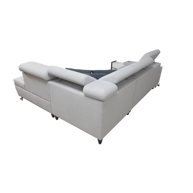 Narożnik Orbix VII z funkcją spania, regulowane zagłówki,port usb oraz pojemnik na pościel tkanina Sawana 96