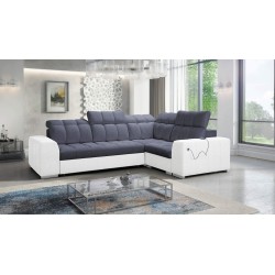 Narożnik Prisma II z funkcją spania w tkaninie Velvet | Pet friendly, Terra 96 + Ecoskóra | Twoje idealne miejsce do relaksu