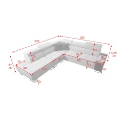Narożnik Orbix IX z funkcją spania, regulowane zagłówki,port usb oraz pojemnik na pościel tkanina Sawana 61