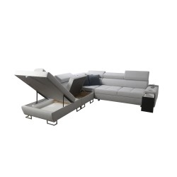 Narożnik Orbix IX z funkcją spania, regulowane zagłówki,port usb oraz pojemnik na pościel tkanina Sawana 61