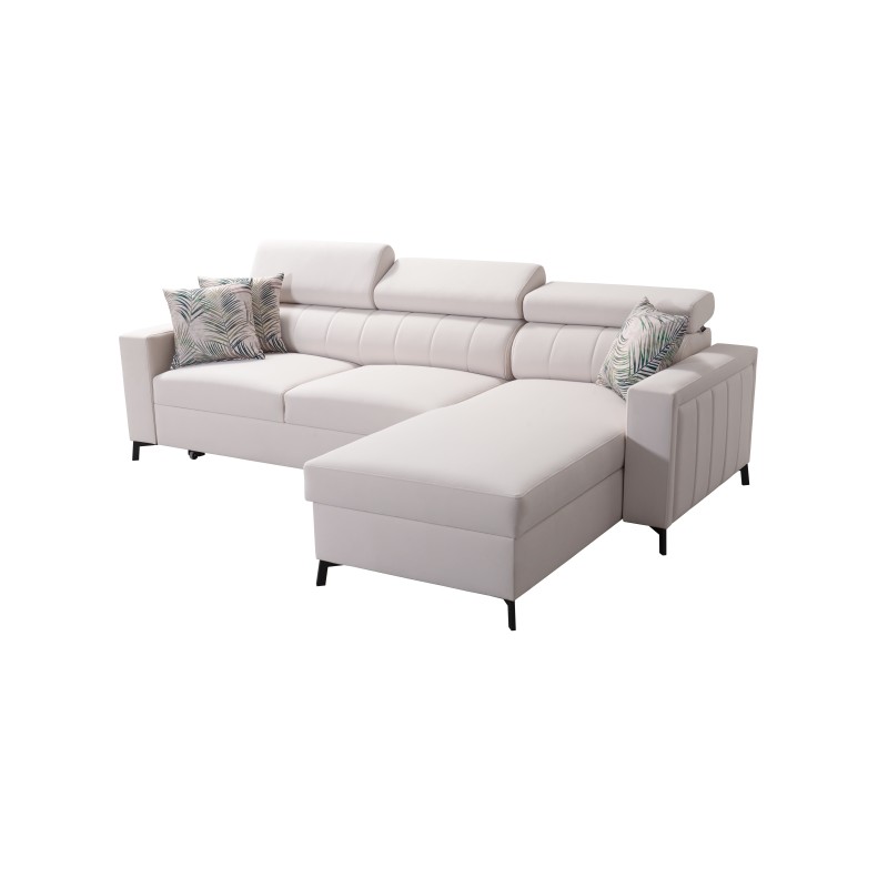 Narożnik Arco I mini z funkcją spania, regulowane zagłówki tkanina Sawana 80 + Ecoskóra