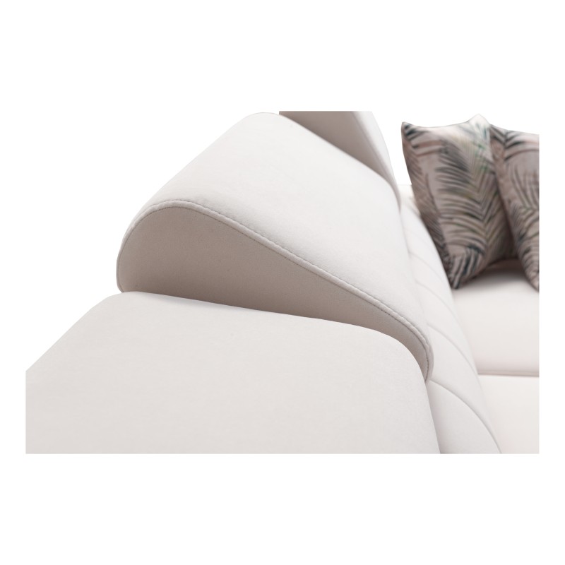 Narożnik Arco I mini z funkcją spania, regulowane zagłówki tkanina Sawana 25 + Ecoskóra