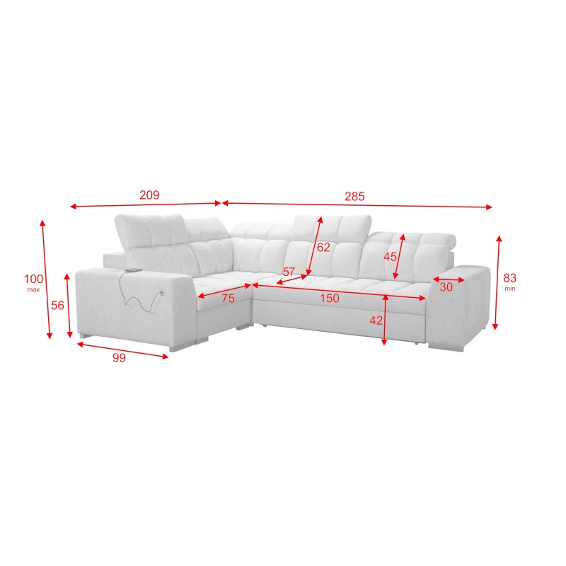 Prisma II corner sofa with a sleeping function in Velvet fabric | Pet friendly, Terra 06 | Your ideal place to relax Prisma II corner sofa with a sleeping function in Velvet fabric | Pet friendly, Terra 06 | Your ideal place to relax