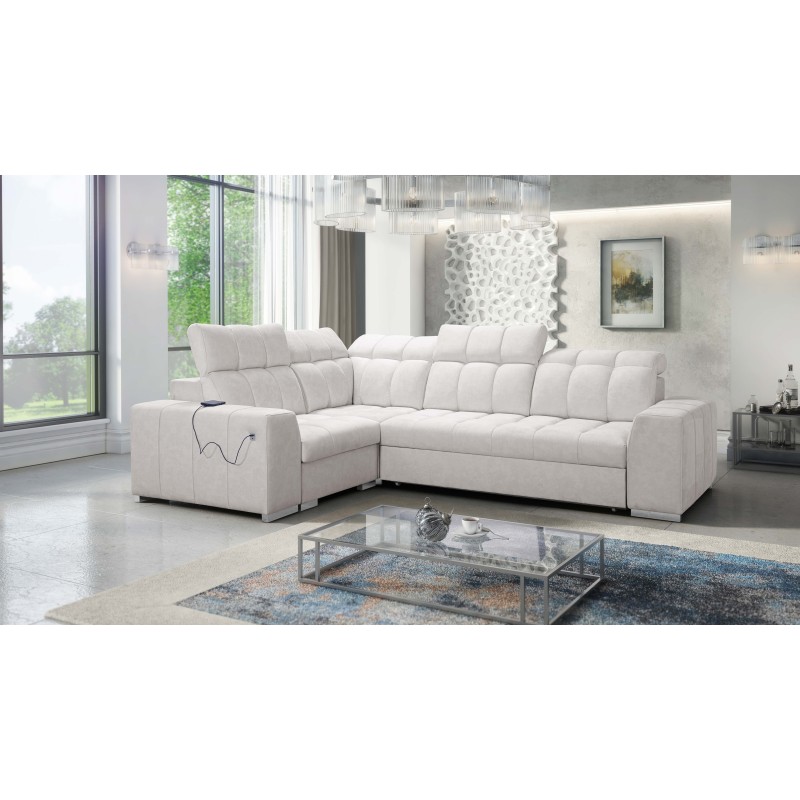 Prisma II corner sofa with a sleeping function in Velvet fabric | Pet friendly, Terra 06 | Your ideal place to relax Prisma II corner sofa with a sleeping function in Velvet fabric | Pet friendly, Terra 06 | Your ideal place to relax