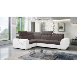 Narożnik Prisma II z funkcją spania w tkaninie Velvet | Pet friendly, Terra 26 + Ecoskóra | Twoje idealne miejsce do relaksu