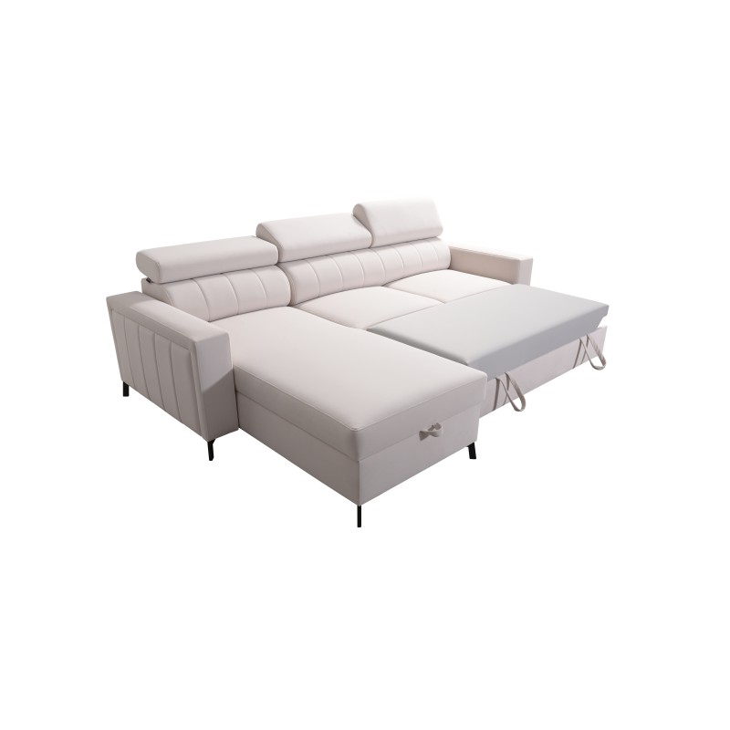 Narożnik Arco I maxi z funkcją spania, regulowane zagłówki tkanina Mono 241 + Ecoskóra