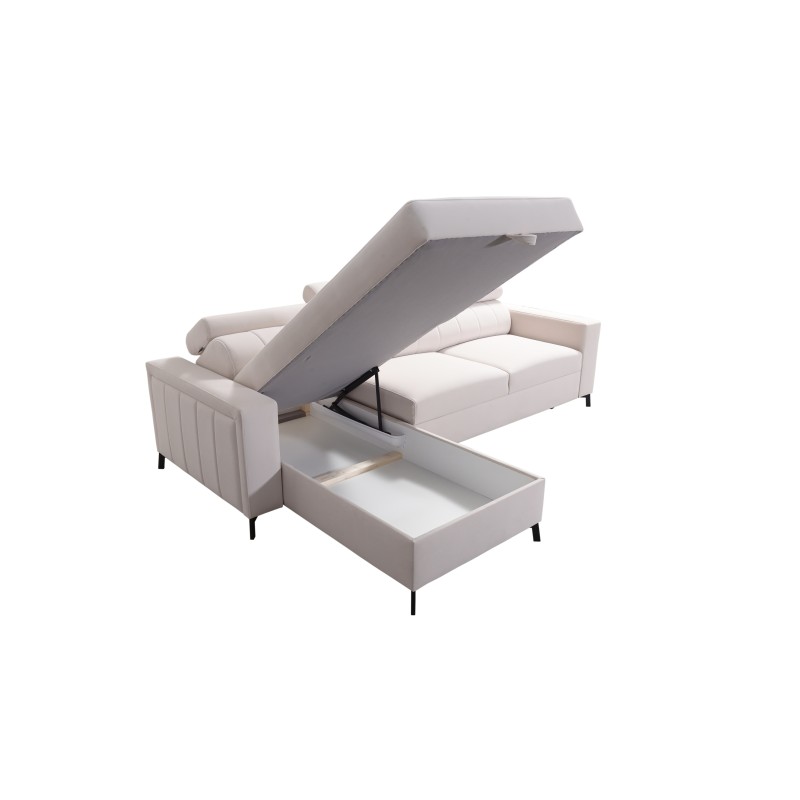 Narożnik Arco I maxi z funkcją spania, regulowane zagłówki tkanina Sawana 14 + Ecoskóra