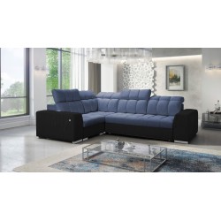 Narożnik Prisma II z funkcją spania w tkaninie Velvet | Pet friendly, Terra 76 + Ecoskóra czarna | Twoje idealne miejsce do rela