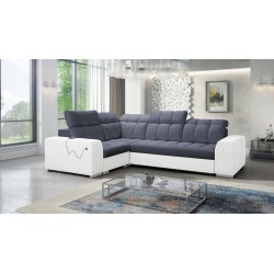 Narożnik Prisma II z funkcją spania w tkaninie Velvet | Pet friendly, Terra 96 + Ecoskóra | Twoje idealne miejsce do relaksu