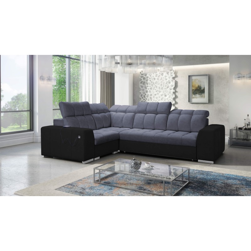 Prisma II Corner Sofa with Sleeping Function in Velvet Fabric | Pet Friendly, Terra 96 + Black Eco-leather | Your Ideal Place to Prisma II Corner Sofa with Sleeping Function in Velvet Fabric | Pet Friendly, Terra 96 + Black Eco-leather | Your Ideal Place to
