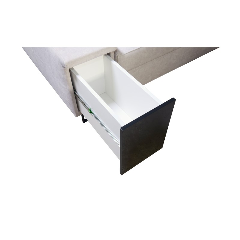 Narożnik Avanti I mini z funkcją spania oraz lampką z portem usb tkanina Whisper 11 + Ecoskóra czarna