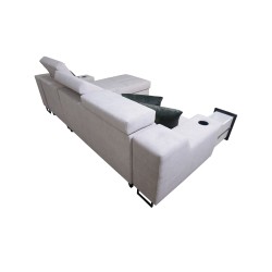 Narożnik Avanti I mini z funkcją spania oraz lampką z portem usb tkanina Sawana 96 + Ecoskóra