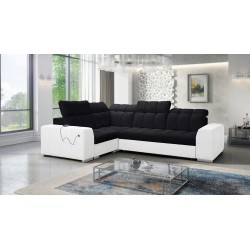 Narożnik Prisma II z funkcją spania w tkaninie Velvet | Pet friendly, Terra 99 + Ecoskóra | Twoje idealne miejsce do relaksu