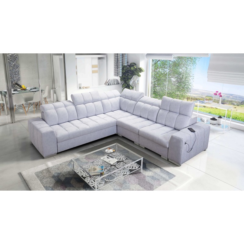 Prisma III corner sofa with sleeping function and USB port – comfort and style in one piece of furniture Prisma III corner sofa with sleeping function and USB port – comfort and style in one piece of furniture