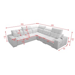 Prisma III corner sofa with sleeping function and USB port – comfort and style in one piece of furniture Prisma III corner sofa with sleeping function and USB port – comfort and style in one piece of furniture