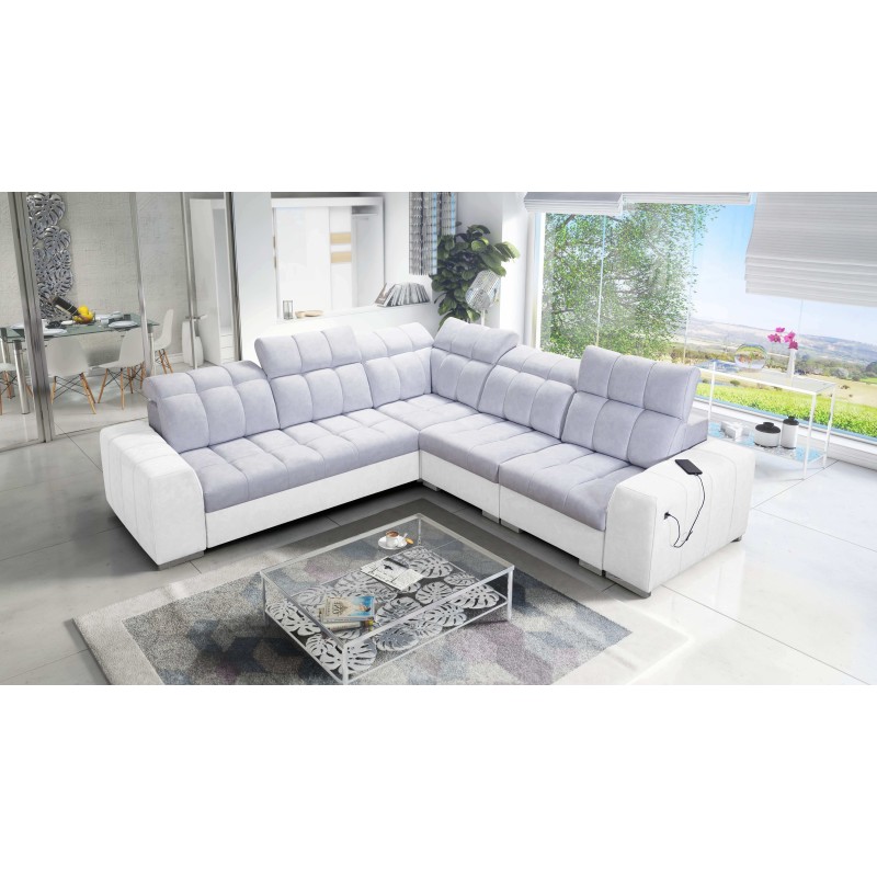 Prisma III corner sofa with sleeping function and USB port – comfort and style in one piece of furniture Prisma III corner sofa with sleeping function and USB port – comfort and style in one piece of furniture
