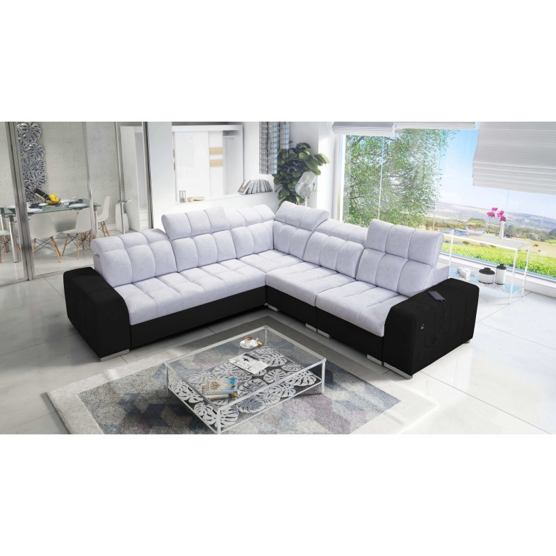Prisma III corner sofa with sleeping function and USB port – comfort and style in one piece of furniture Prisma III corner sofa with sleeping function and USB port – comfort and style in one piece of furniture