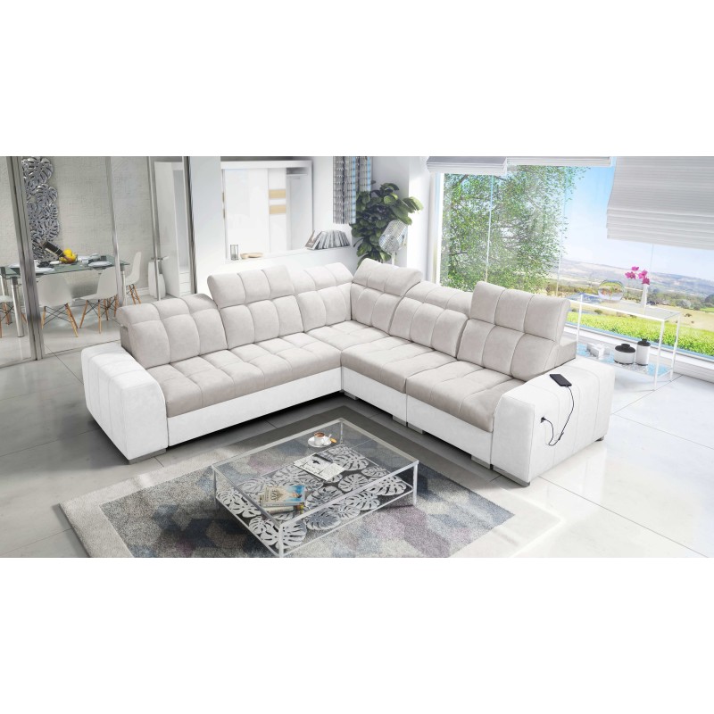 Prisma III corner sofa with sleeping function and USB port – comfort and style in one piece of furniture Prisma III corner sofa with sleeping function and USB port – comfort and style in one piece of furniture