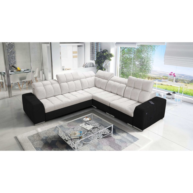 Prisma III corner sofa with sleeping function and USB port – comfort and style in one piece of furniture Prisma III corner sofa with sleeping function and USB port – comfort and style in one piece of furniture