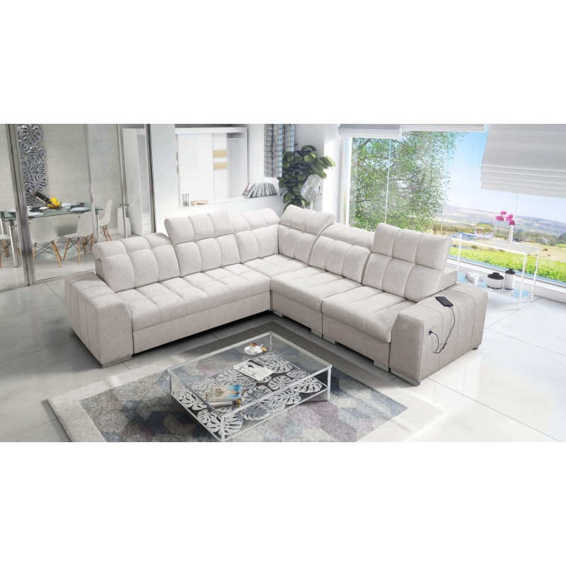 Prisma III corner sofa with sleeping function and USB port – comfort and style in one piece of furniture Prisma III corner sofa with sleeping function and USB port – comfort and style in one piece of furniture