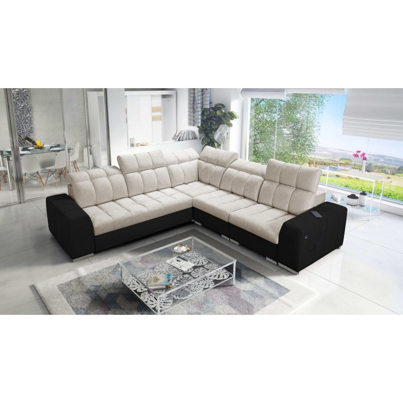 Prisma III corner sofa with sleeping function and USB port – comfort and style in one piece of furniture Prisma III corner sofa with sleeping function and USB port – comfort and style in one piece of furniture