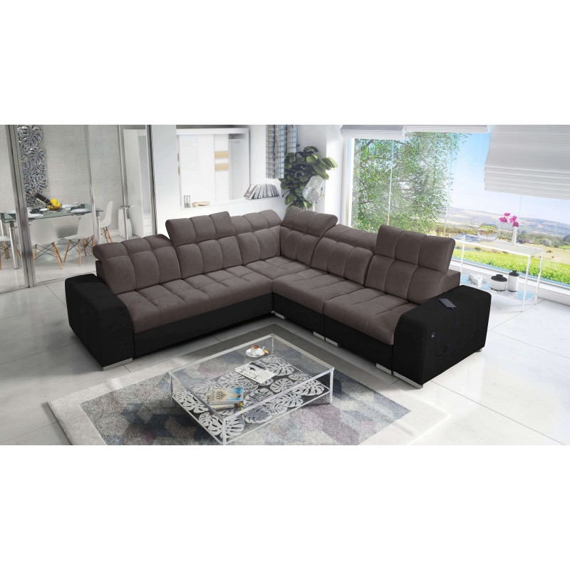 Prisma III corner sofa with sleeping function and USB port – comfort and style in one piece of furniture Prisma III corner sofa with sleeping function and USB port – comfort and style in one piece of furniture
